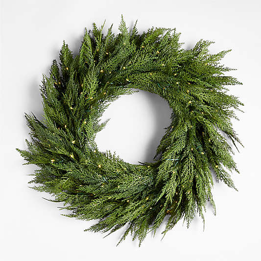 Faux Hemlock Pine Pre-Lit LED Wreath 28"