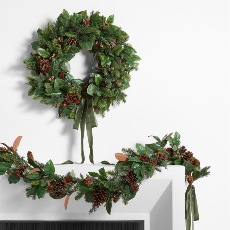 Faux Magnolia and Pinecone Pre-Lit Holiday Wreath 28" - image 10 of 10