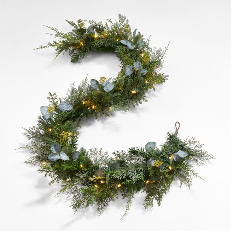 Faux Pre-Lit LED Pine and Eucalyptus Garland 6' - image 11 of 13