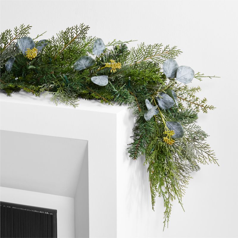 Faux Pre-Lit LED Pine and Eucalyptus Garland 6' - image 10 of 13