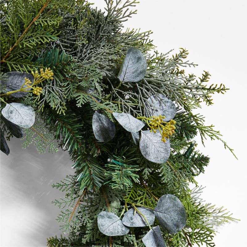 Faux Pre-Lit LED Pine and Eucalyptus Wreath 28" - image 10 of 11