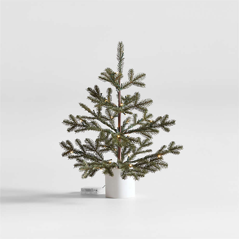 Faux Potted Pine PreLit LED Christmas Trees with White Lights Crate