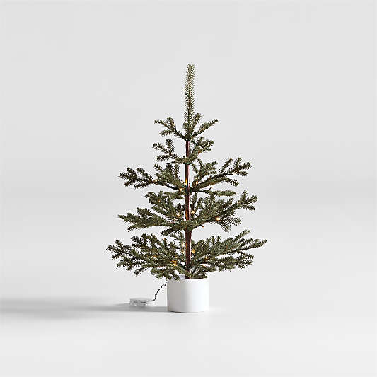 Faux Potted Pine Pre-Lit LED Christmas Tree with White Lights 32"