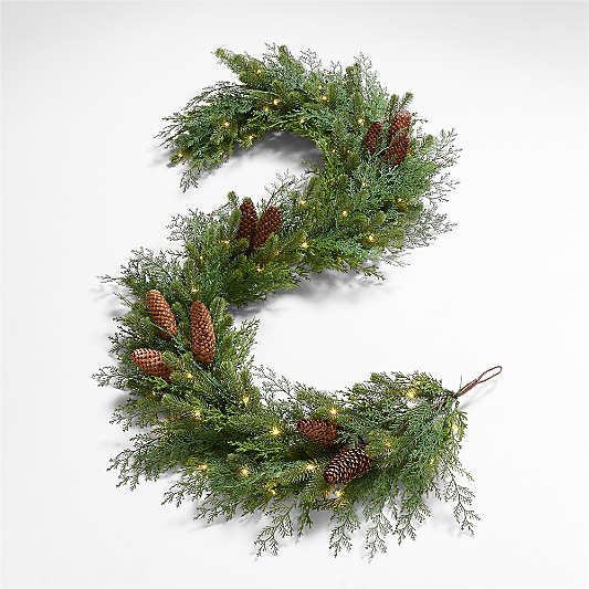 Faux Pinecone and Cedar Pre-Lit Holiday Garland 6'