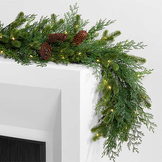 Faux Pinecone and Cedar Pre-Lit Holiday Garland 6'