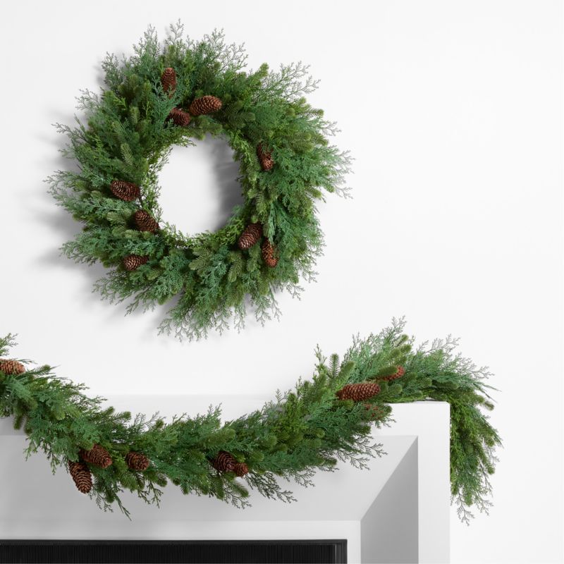 Faux Pinecone and Cedar Pre-Lit Holiday Garland 6'