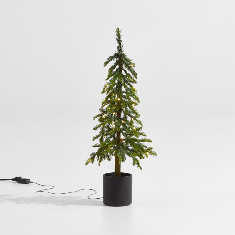 Faux Potted Slim Alpine Pre-Lit LED Tree with White Lights 3' - image 0 of 14