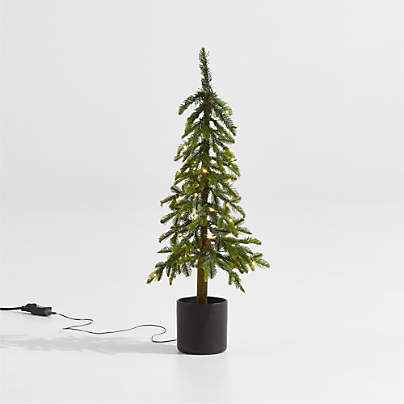 Faux Potted Slim Alpine Pre-Lit LED Tree with White Lights 3'