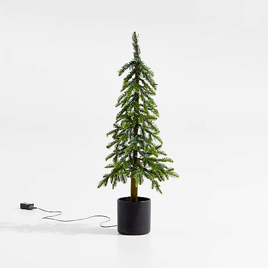 Faux Potted Slim Alpine Pre-Lit LED Tree with White Lights 3'