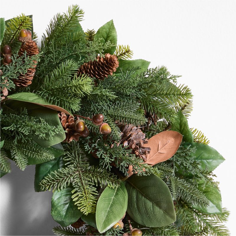 Faux Magnolia and Pinecone Pre-Lit Holiday Wreath 28" - image 9 of 10