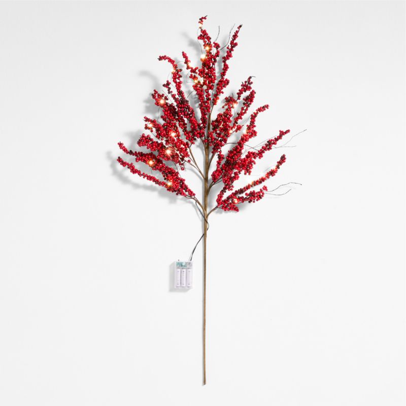 Red Mini Berry Pre-Lit Holiday Stem 40" - image 0 of 7