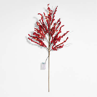 Red Mini Berry Pre-Lit Holiday Stem 40"