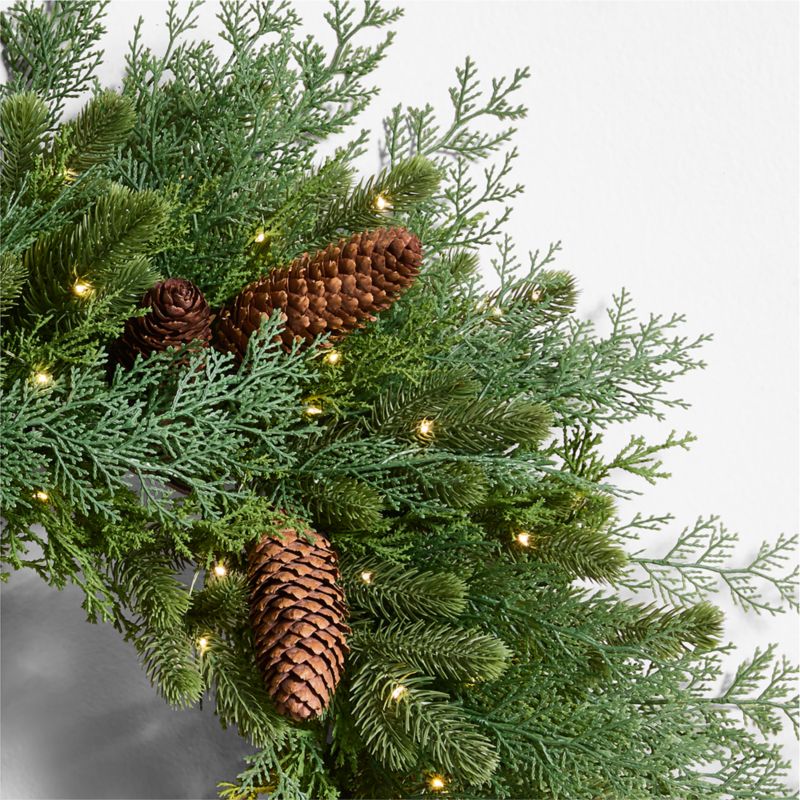 Faux Pinecone and Cedar Pre-Lit Holiday Wreath 28" - image 2 of 7