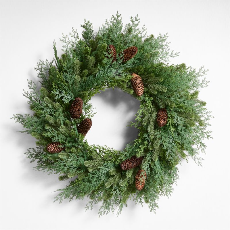 Faux Pinecone and Cedar Pre-Lit Holiday Wreath 28" - image 4 of 7