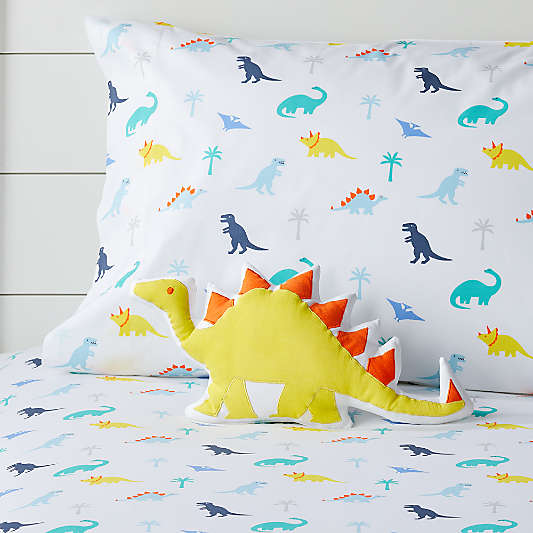 Prehistoric Pals Yellow Dinosaur Throw Pillow