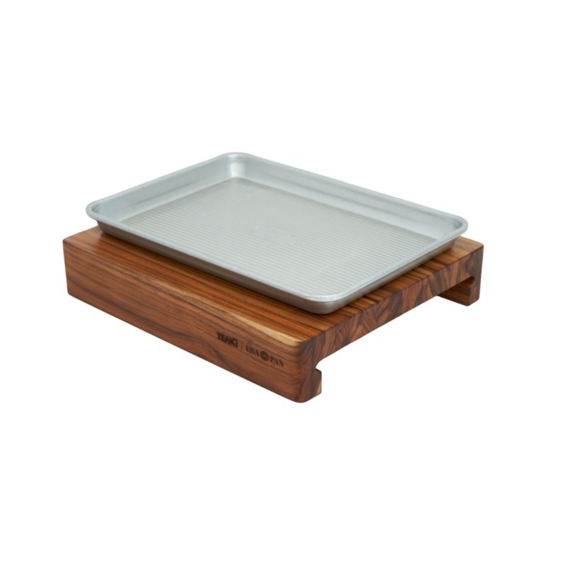 Prep to Pan Teak Edge-Grain Cutting Board with Quarter Sheet Pan - image 3 of 7