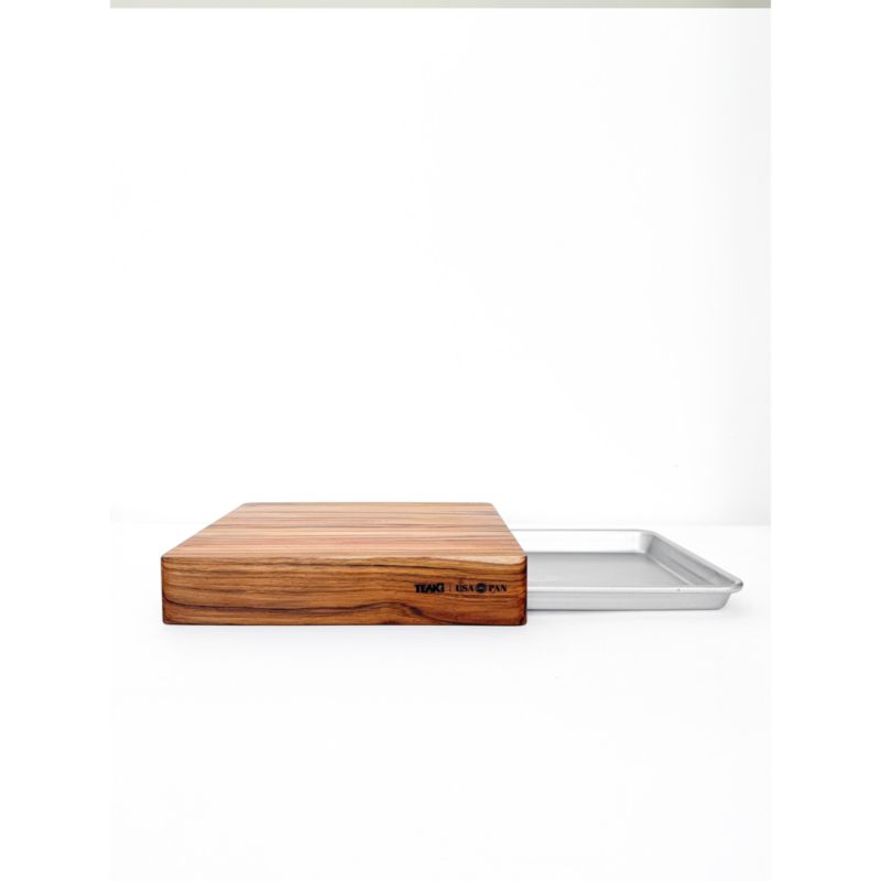 Prep to Pan Teak Edge-Grain Cutting Board with Quarter Sheet Pan - image 6 of 7