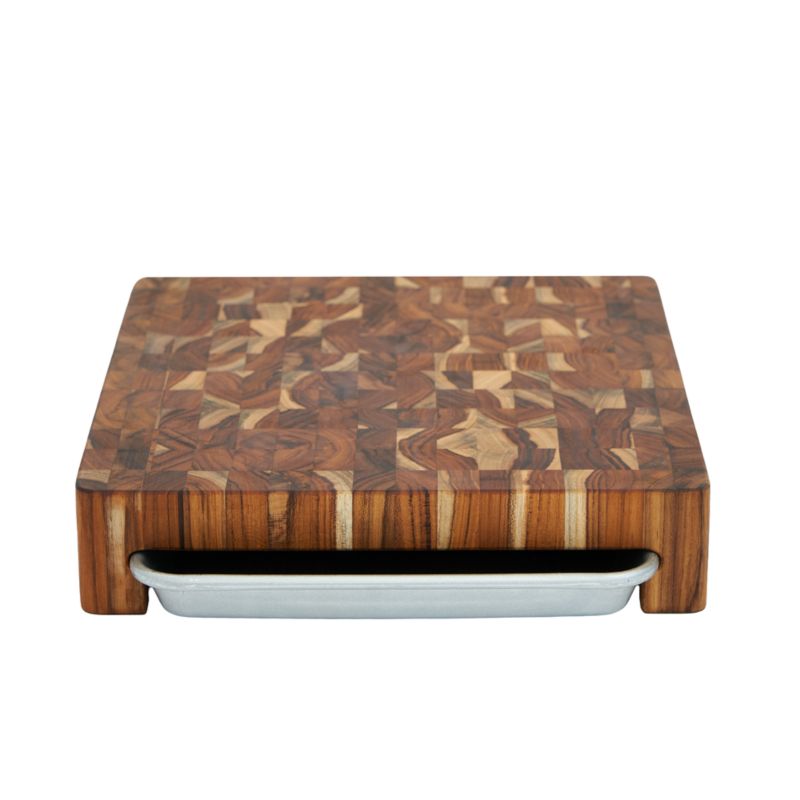 Prep to Pan Teak End-Grain Cutting Board with Quarter Sheet Pan - image 5 of 6