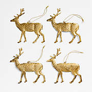 Pressed Metal Deer Christmas Tree Ornament, Set of 4