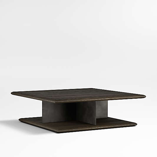 Preto Ebonized Ash Wood and Metal 50" Square Coffee Table