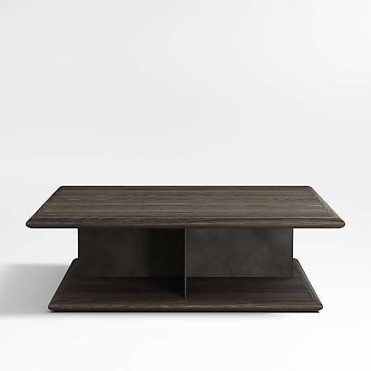 Preto Ebonized Ash Wood and Metal 50" Square Coffee Table