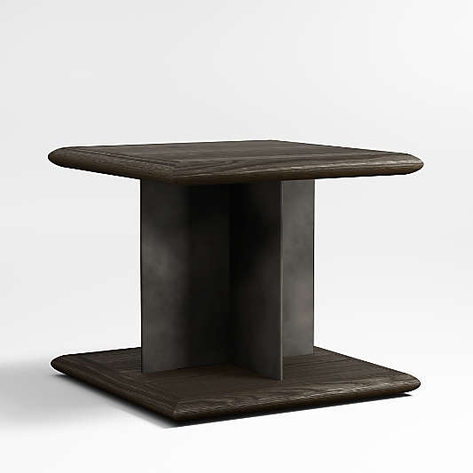 Preto Ebonized Ash Wood and Metal 22" Square End Table