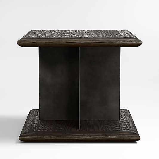 Preto Ebonized Ash Wood and Metal 22" Square End Table