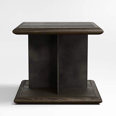 Preto Ebonized Ash Wood and Metal 22" Square End Table