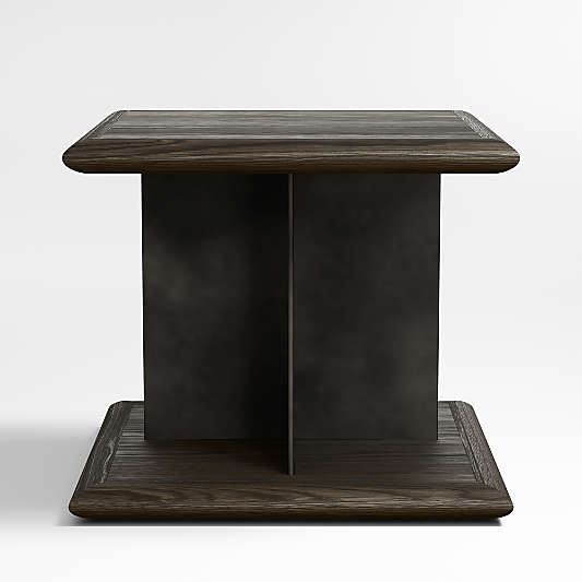 Preto Ebonized Ash Wood and Metal 22" Square End Table