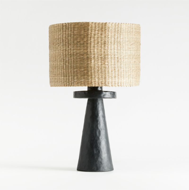 Black Ceramic Table Lamps with Woven Shade by Leanne Ford - image 6 of 7