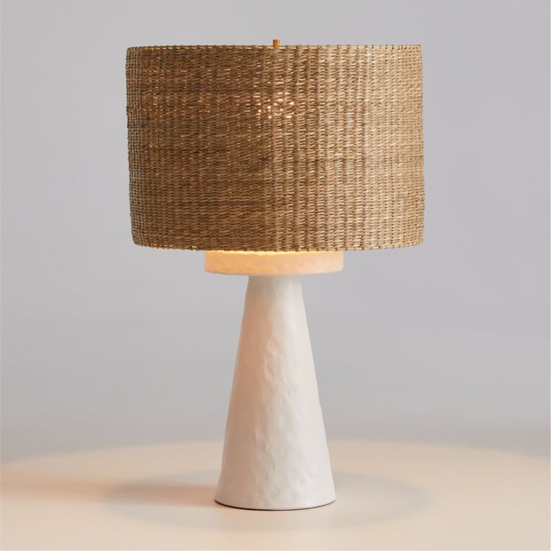 Ceramic Table Lamps with Woven Shade by Leanne Ford