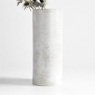 View Principle Ribbed White Vase 18" details