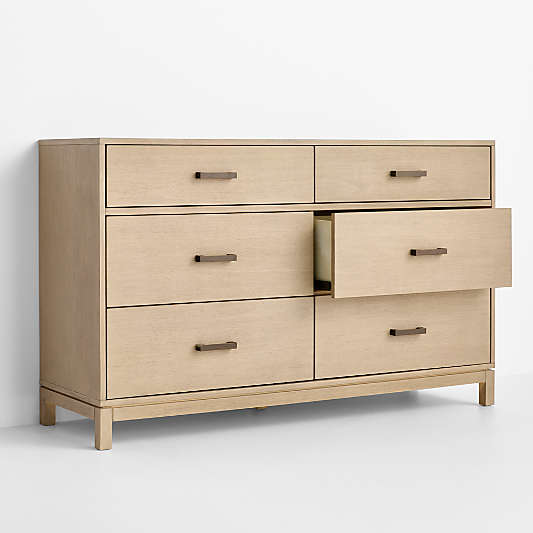 Parke 55" Weathered Natural Wood 6-Drawer Kids Dresser