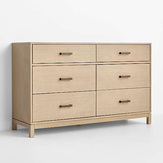 Parke 55" Weathered Natural Wood 6-Drawer Kids Dresser