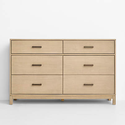 Parke 55" Weathered Natural Wood 6-Drawer Kids Dresser