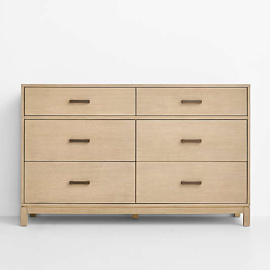 Parke 55" Weathered Natural Wood 6-Drawer Kids Dresser