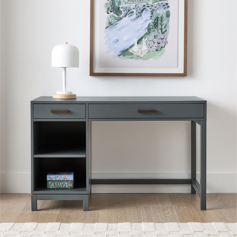 Parke 48" Charcoal Wood 2-Drawer Kids Desk - image 1 of 8