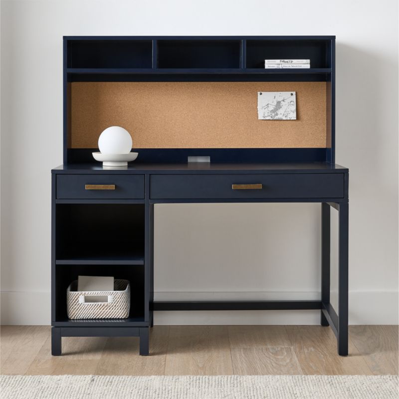 Parke 48" Navy Blue Wood 2-Drawer Kids Desk with Hutch - image 1 of 8