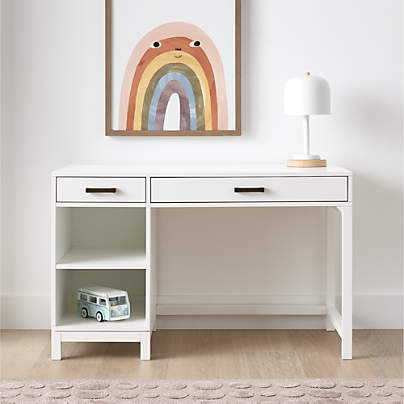 Parke 48" White Wood 2-Drawer Kids Desk
