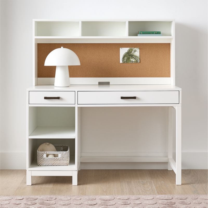 Parke 48" White Wood 2-Drawer Kids Desk with Hutch - image 1 of 10
