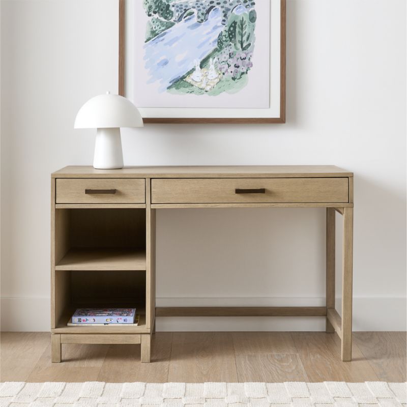 Parke 48" Weathered Natural Wood 2-Drawer Kids Desk - image 1 of 9