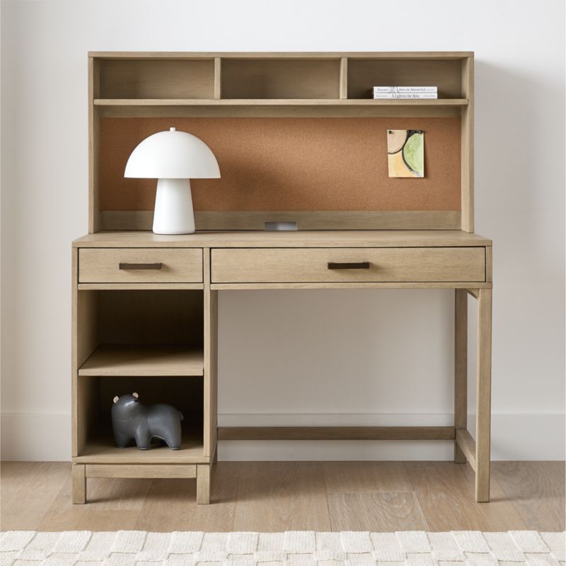 Parke 48" Weathered Natural Wood 2-Drawer Kids Desk with Hutch - image 1 of 9