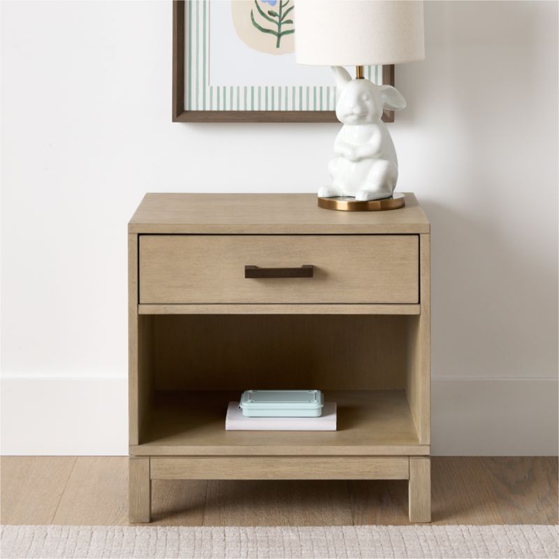 Set of 2 Parke 21" Weathered Natural Wood Kids Nightstand with Drawer - image 1 of 5
