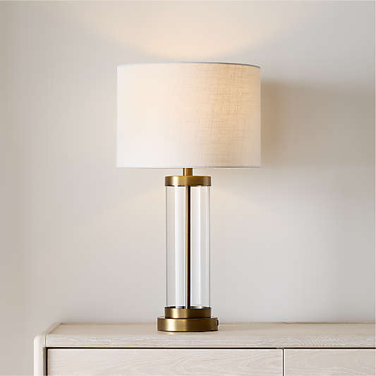 Promenade Small Brass Table Lamp with USB Port 27.75"