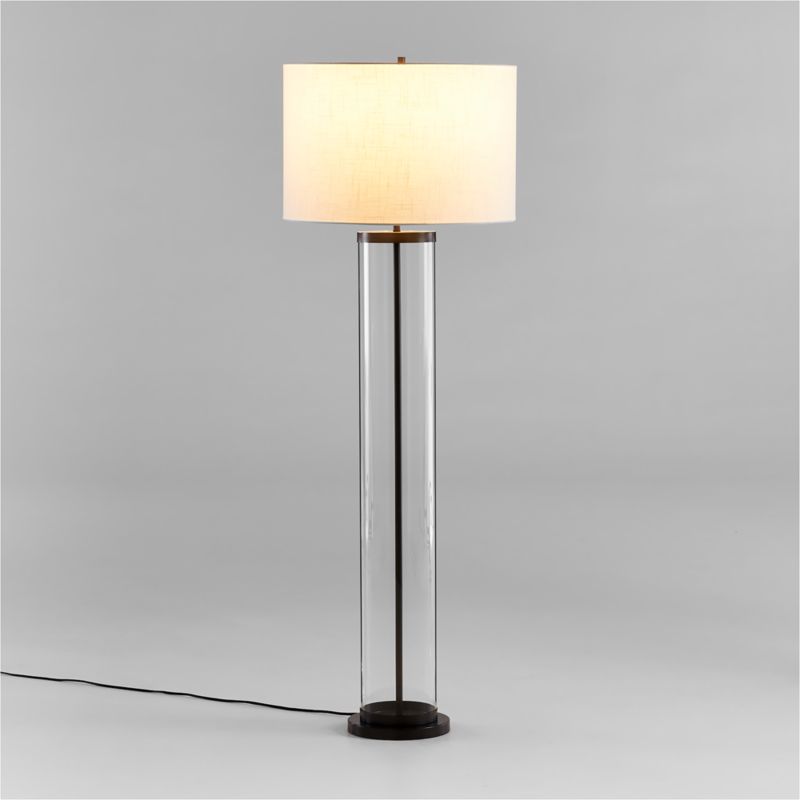 Promenade Black and Brass Floor Lamp with White Shade