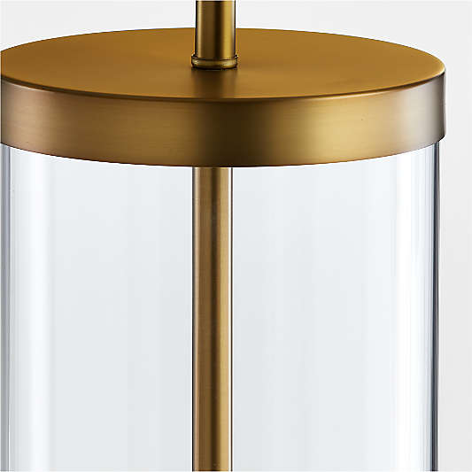 Promenade Black and Brass Floor Lamp with White Shade 62"