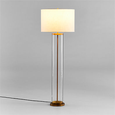 View Promenade Black and Brass Floor Lamp with White Shade 62" details