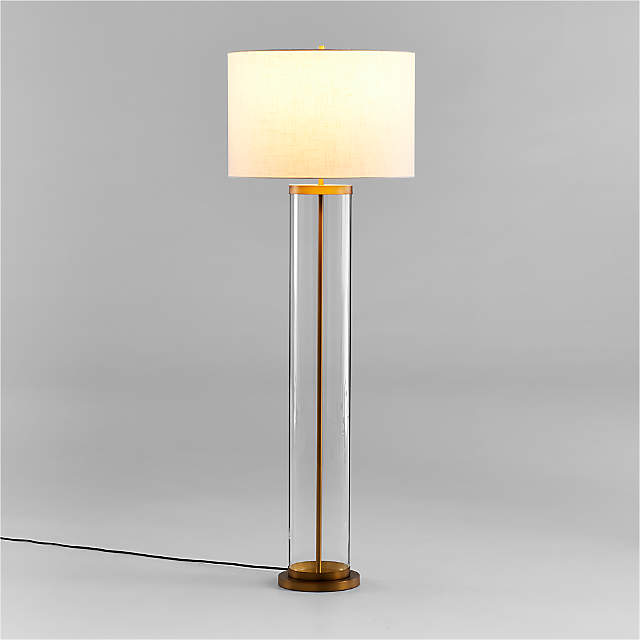 Thew 65 in. Brass Floor Lamp with Black Shade