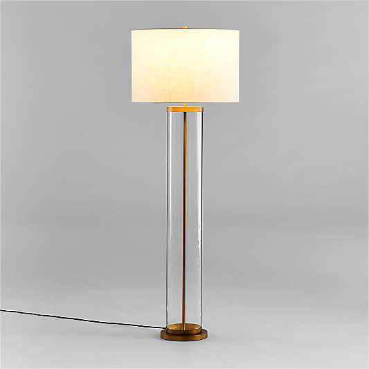 Promenade Black and Brass Floor Lamp with White Shade