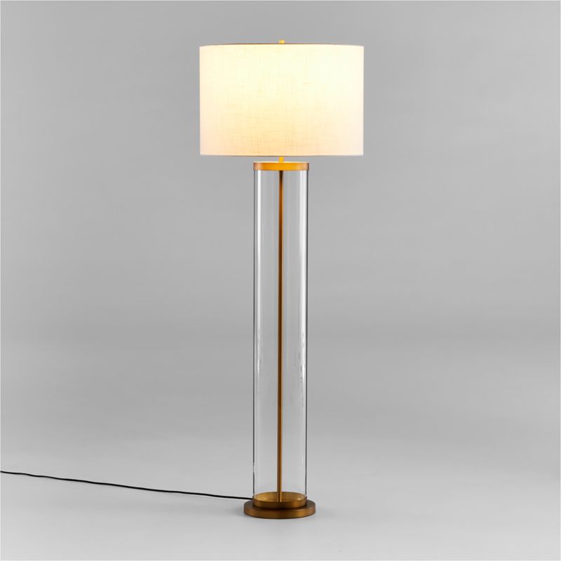 Promenade Black and Brass Floor Lamp with White Shade
